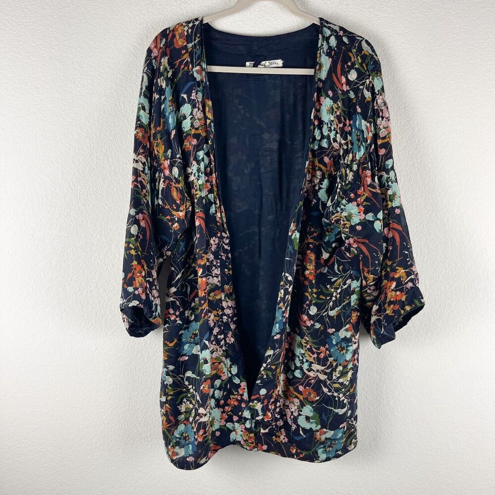 Michael Stars Jules Cardigan Kimono Womens One Size Floral Open Front 3/4 Sleeve